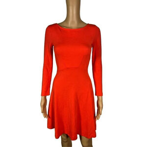 French Connection Women's Orange Classic Sydney Knit Fit & Flare Mini Dr…